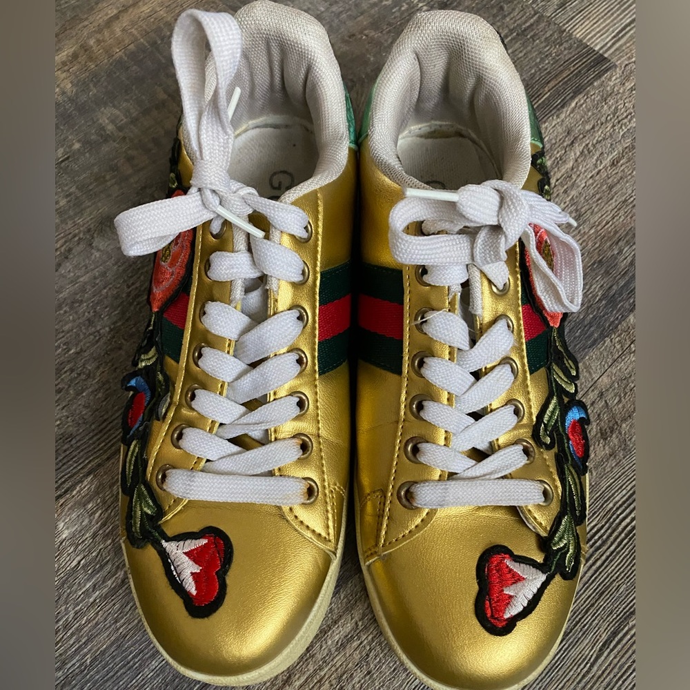 GOLD lace up sneakers